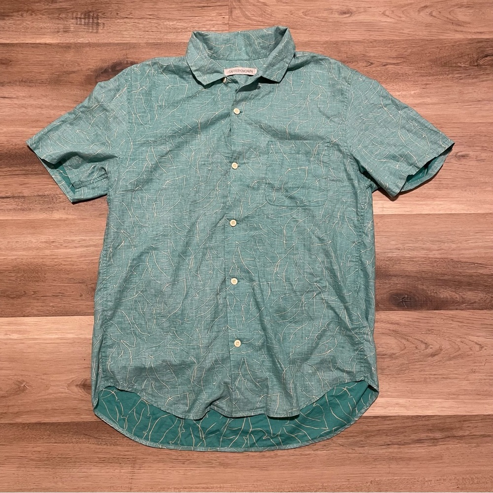 Outerknown Shirt Men Large BBQ Camp Hawaiian loop collar Cloudbreak Surf Beach